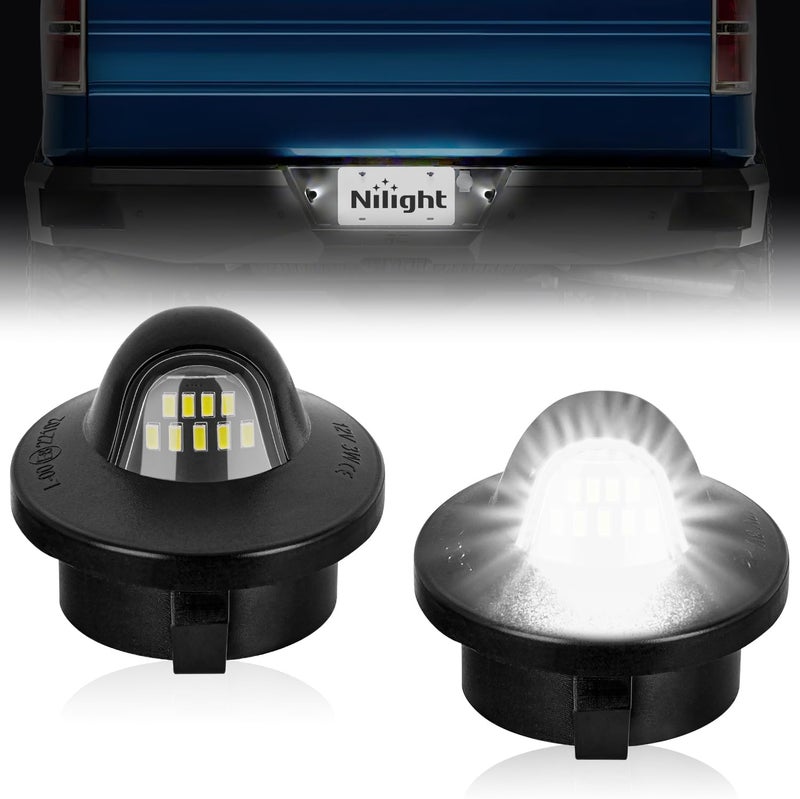 Nilight License Plate Light Compatible with 1990-2003 2004 2005 2006 2007 2008 2009 2010 2011 2012 2013 2014 Ford F150 1999-2016 F250 F350 F450 F550 Super Duty with Black housing 6000K White 2PCS Pack - Image 1